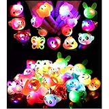 24 Pack LED Light Up Bumpy Rings Party Favors For Kids Prizes Box Toys For Birthday Classroom Rewards Treasure Box Prizes Toys Glow Party Supplies