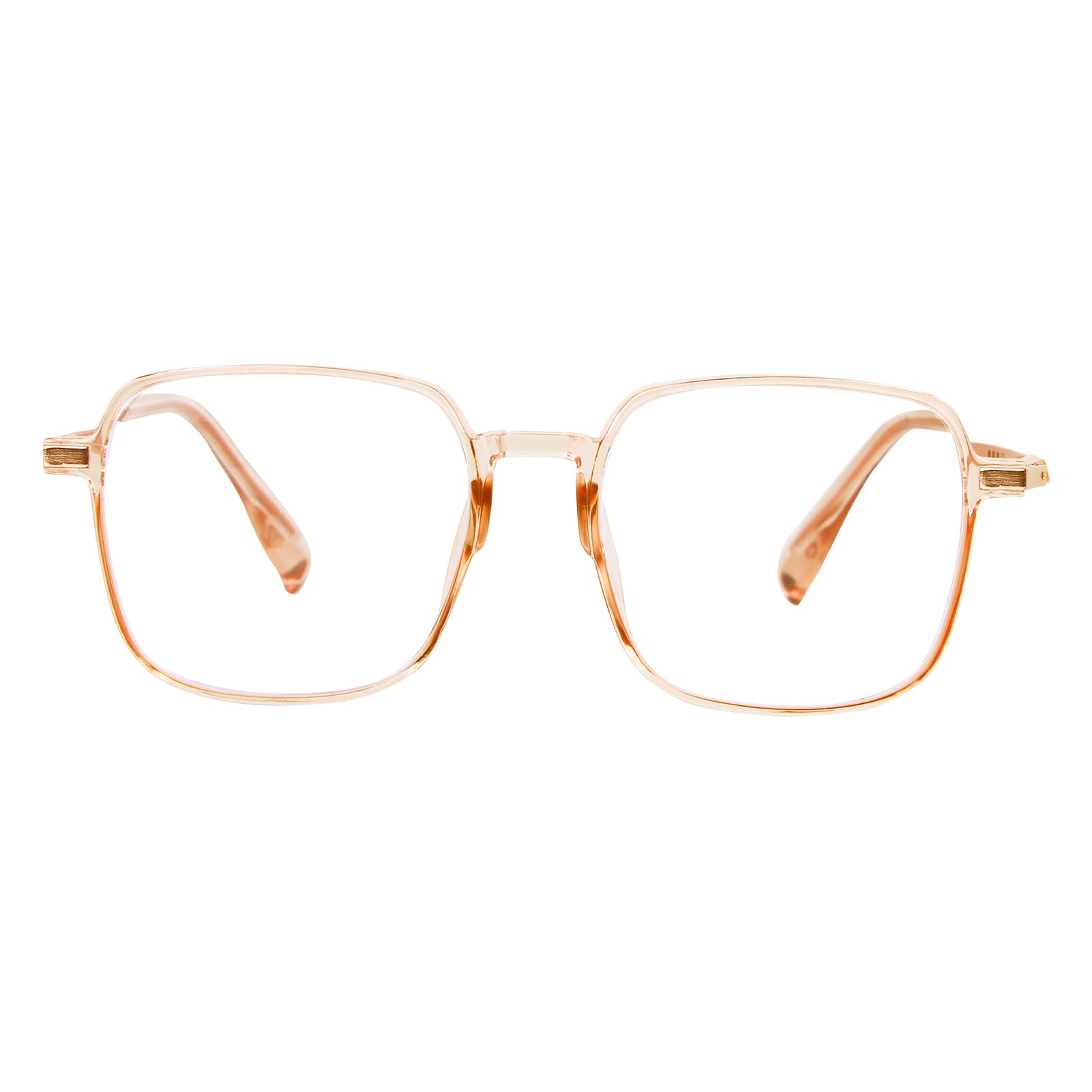 Cncedi Oversized Reading Glasses +1.50, Large Frame Square Anti Eyestrain Blue Light Blocking Glasses for Women TV Phone Computer Book (Crystal Brown)