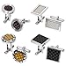 BMC 4 Pair Round Square Rectangular Carbon Fiber Pattern Silver Alloy Cufflinks