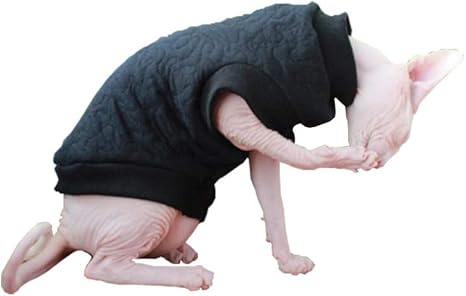 Khemn Vetement Chaud De Luxe Fabrique A La Main Pour Chat Noir Avec Polaire Epaisse Ideal Pour Les Chats Sans Poils M Amazon Fr Animalerie