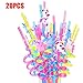20PCS Unicorn Party Favors Reusable Straws | Perfect for Rainbow Unicorn Birthday Party Supplies Goodie Bags Gifts for Kids Girls