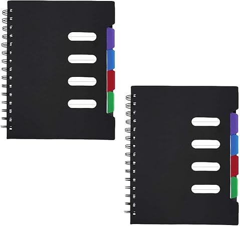 Amazon Minnilove ノート キャンパスノート メモ帳 手帳 Pp防水保護 A5 分類仕切りパッド ボタン保護 罫線 8mm幅 ブラック 2冊入 ノート 文房具 オフィス用品