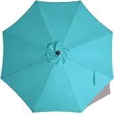 ABCCANOPY 9ft Outdoor Umbrella Replacement Top Suit 8 Ribs (Turquoise) | 1 Year No Fading,Blocks 95% Harmful Rays,Double-Stitch Seams, Easy Install &amp; Storage,Canopy Only,Ideal for Patio, Garden