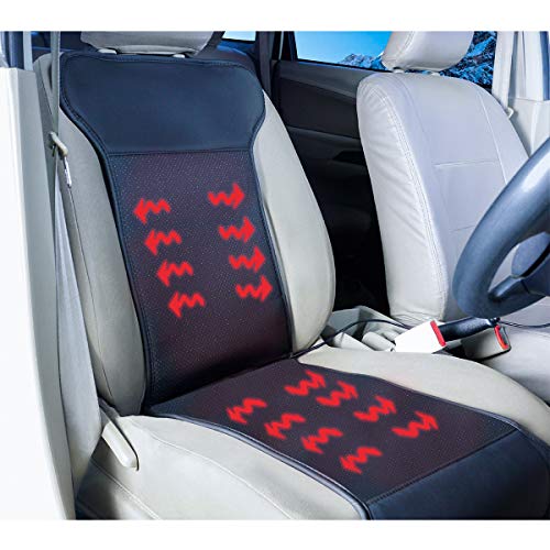 Zone Tech Car Heated Seat Cover Cushion with Temperature Control- Premium Quality Classic Black 12V  - //coolthings.us