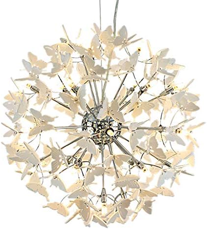 WJP Chandelier Butterfly Chandelier Simple Modern Light Lamp Living Room Dining Room Bedroom Art Creative Chandelier (Color : WHITE, Size : 50 * 50 * 50CM)