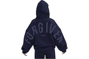 Qesulk Forgiven Hoodie Men Women Forgiven Letter Print Graphic Hoodies Oversized Hooded Sweatshirts Long Sleeve Pullover Tops