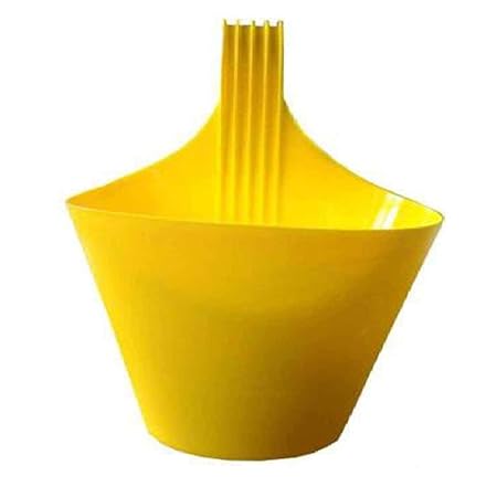 Abasr Hanging Planters for Plants Railing Flower Pots, Balcony Railing Vertical Hook for Home Gardening, Unbreakable Plastic Plant Container (Yellow)