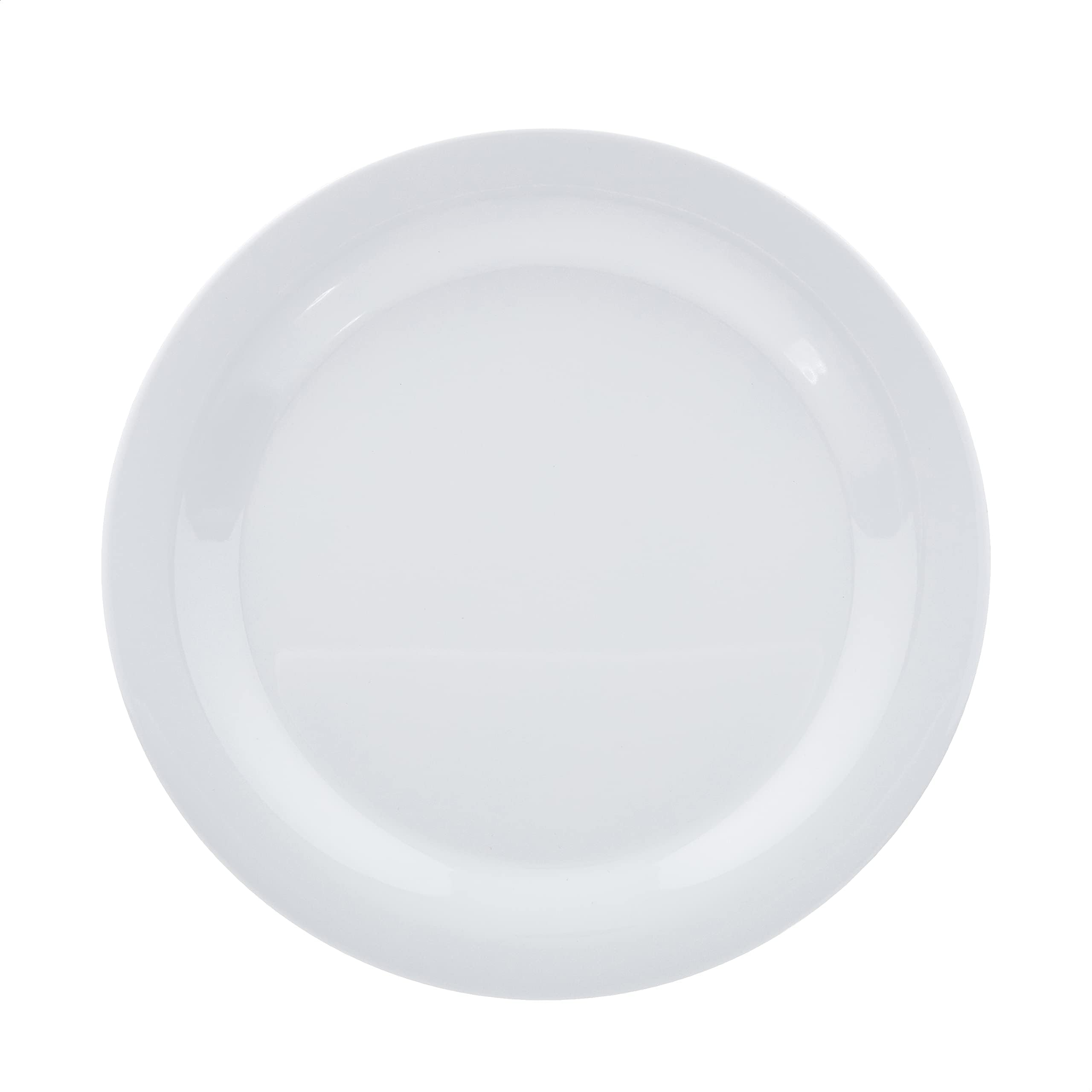 Amazon Basics Melamine (Plastic) Plate, 6 Piece Set, 10.5 in, White (Previously AmazonCommercial brand)