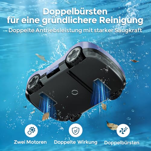 Pool Robot, Wireless Pool Vacuum Cleaner, Battery, Cordless Pool Robot, 180 Minutes Running Time, Strong Suction Power, Intelligent Navigation, Ultra Fine Filtration, Car Parking, Pool Vacuum Cleaner