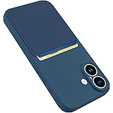 Karrint Designed for iPhone 16 Case with Card Holder for Women Men Soft Silicone Cover [Microfiber Lining] Full Camera Protection Shockproof Slim for iPhone 16 Case Wallet Blue