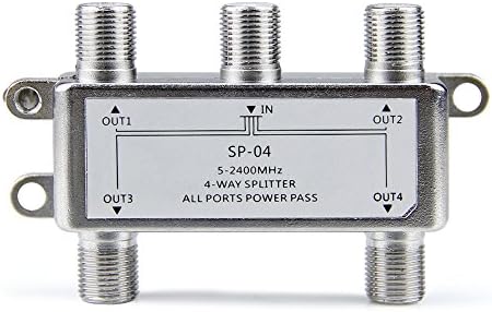 Coax Cable Splitter 4 Way Bi-Directional 5-2400MHz