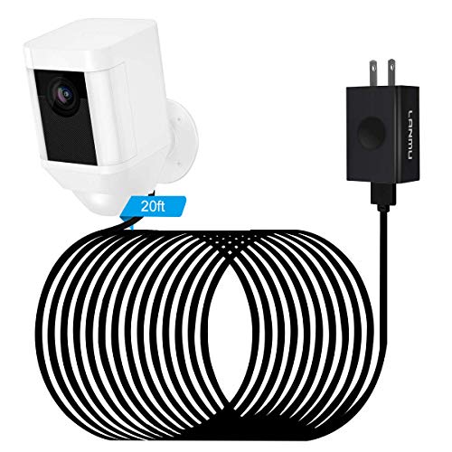 LANMU Power Adapter for Ring Spotlight Cam Battery,with 20ft Weatherproof Outdoor Power Cable Cord and Charger,No More Charging Your Ring Batteries (Black)