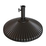 Abba Patio 50 lbs Round Patio Umbrella Base Recyclable Plastic 23.4 inch Diameter Outdoor Umbrella Stand Holder, Brown