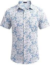 COOFANDY Mens Beach Shirts Linen Hawaiian Shirts