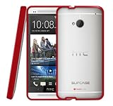 SUPCASE Premium Hybrid Protective Case for HTC One M7 Smartphone (Red/Clear) - Multiple Color Options