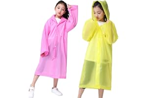 Aoyinfe Rain Ponchos Raincoats for Kids, Reusable Portable Emergency with Hood Outdoor