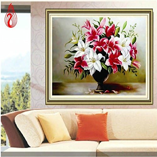 YGS-143 DIY 5D Diamonds Embroidery Lily Vase Round Diamond Painting Cross Stitch Kits Diamond Mosaic Home Decoration