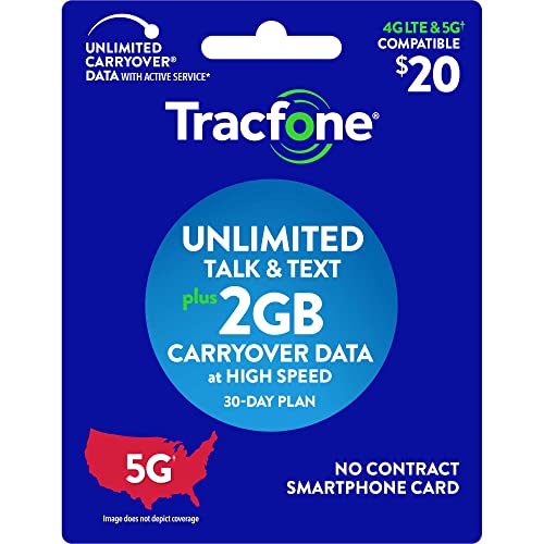 Tracfone $20 Unlimited Talk and Text, 2GB of Data / 30 Days (Smartphone Only)