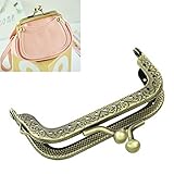 Housweety 3PCs Metal Purse Bag Frame Kiss Clasp Lock Bronze Tone 8cm x5cm