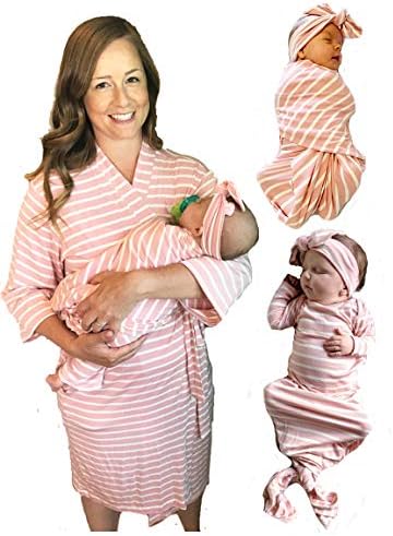 matching labor gown and swaddle