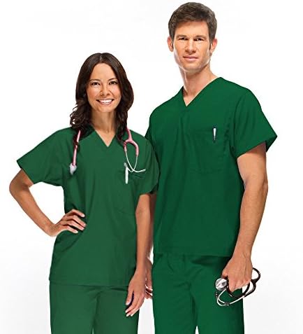 allheart Basics By Unisex V-Neck Solid Scrub Top Xxxxxx-Large Hunter