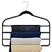 HOUSE DAY Pack of 4pcs Black 4 Tier Hanger Velvet Scarf Clothes Hangers for Multiple Pants Hangers Organizer
