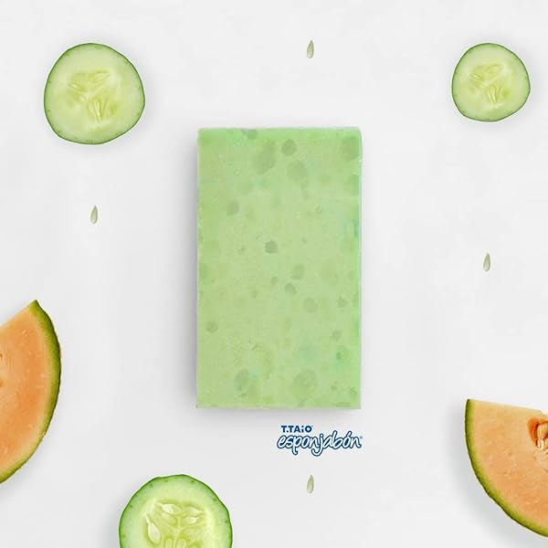 ESPONJABON CUCUMBER MELON, HYDRATING EFFECT, SPONGE INSIDE, SOAP OUTSIDE, MULTIFUNCTIONAL