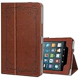 Ztotop Folio Case for All-New Amazon Fire 7 Tablet (7th Generation, 2017 Release) - Smart Cover Slim Folding Stand Case with Auto Wake / Sleep for Fire 7 Tablet, Retro Carved Flower