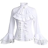 Women Victorian Blouse Vintage Gothic Lolita Shirt Pirate Long Sleeve Lace Ruffles Renaissance Medieval Shirts