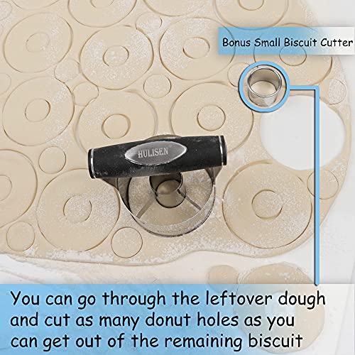 HULISEN Donut Cutter with Removable Center, 3.5" Stainless Steel Doughnut Cutter with Soft Grip