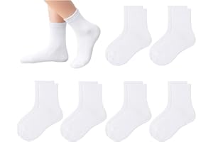 Lainlight 6 Pack Kids Socks Girls Socks for School Uniform Soft Cotton Seamless Toe Athletic Crew Socks