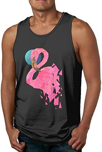 RiDinds Geometric Flamingo Men's 100% Cotton Tank Top Tee SizeXXL ColorBlack