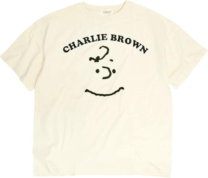 Amazon スヌーピーとチャーリーブラウン Tシャツ チャーリーブラウン フェイス サガラ刺繍 半袖tシャツ ビッグシルエット Peanuts キャラクター オフホワイト Lサイズ Tシャツ カットソー 通販