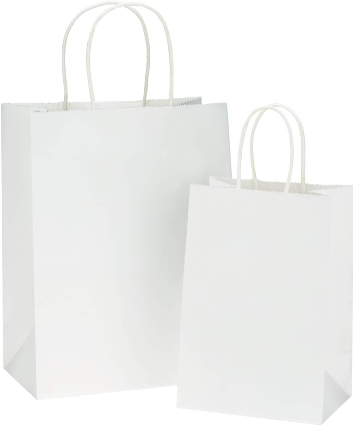 BagDream Kraft Paper Bags 5x3x8& 8x4.25x10, 50 Pcs Each, White Gift Bags, Kraft Bags, Party Bags, Paper Shopping Bags, Craft Bags, 100% Recyclable Paper Gfit Bags with Handles