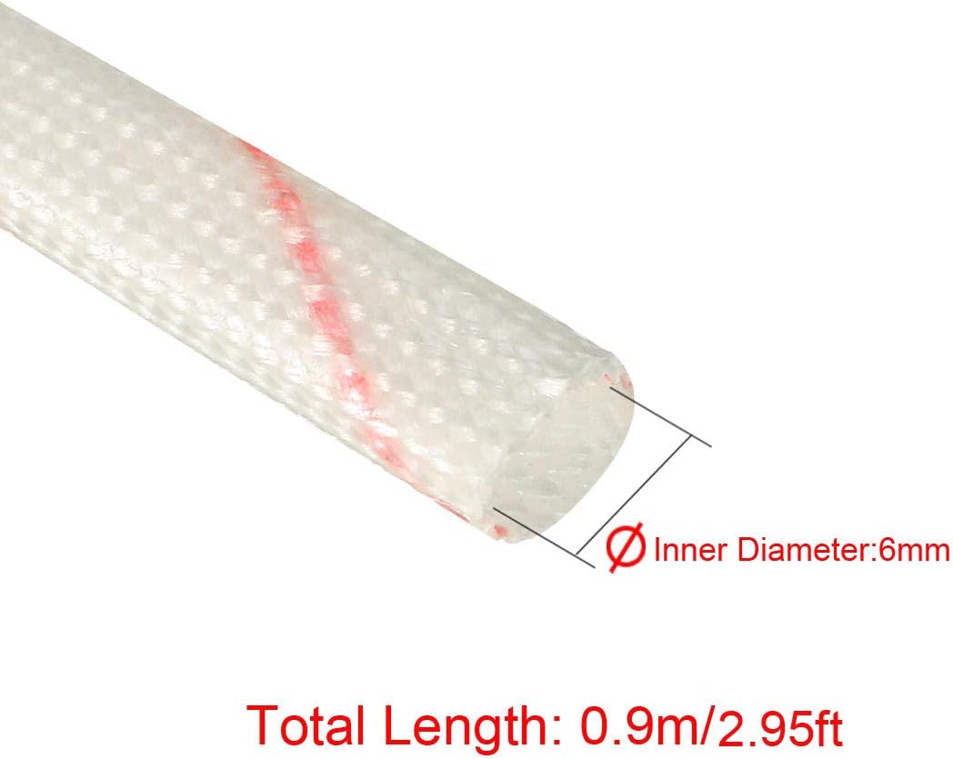 sourcing map 5pcs Fiberglass Heat Shield Sleeve 6mm(1/4-inch) ID x 2.95ft Adjustable PVC Silicone Fiberglass Sleeve Pipe - Image 3