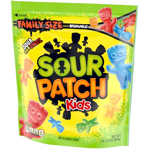 CHEWY & SOFT SOUR PATCH KIDS, ASSORTED FRUITS, FAMILY SIZE, 1.8 LB