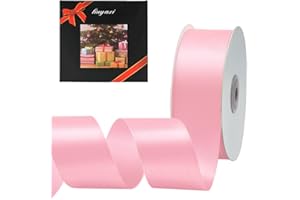 LIUYAXI Solid Color Double Faced Pink Satin Ribbon 1-1/2" X 50 Yards, Ribbons Perfect for Crafts, Wedding Decor, Bow Making, Sewing, Gift Package Wrapping and More