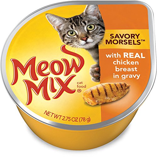 Meow Mix Savory Morsels with Real Chicken Breast in Gravy Wet Cat Food, 2.75oz Cups (Pack of 24)