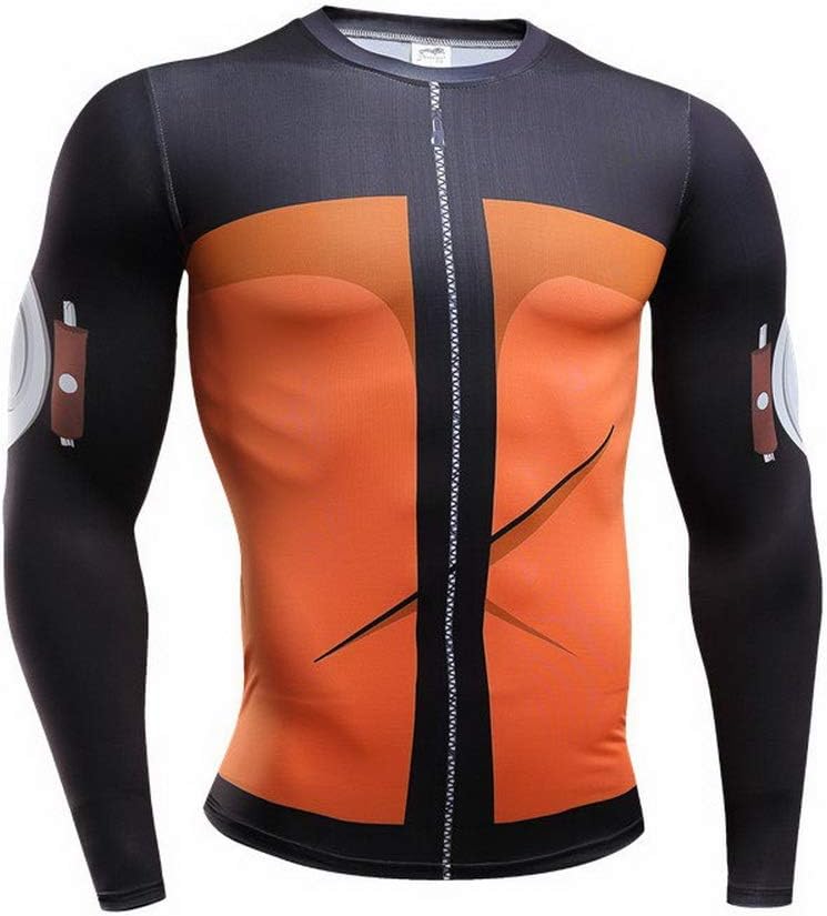 Men Long Sleeve 3D Printed Compression T-Shirts Naruto Tops Fitness Tees