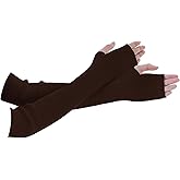 Tongcloud Arm Warmers Winter Fingerless Long Gloves for Women for Women with Thumb Hole