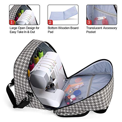 YARWO Serger Machine Carrying Case with Bottom Wooden Board, Universal