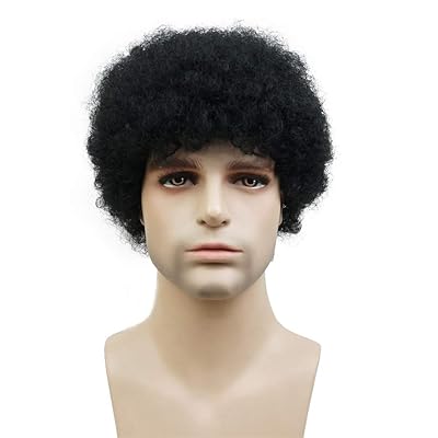 Aimole Afro Short Curly Wigs 100% Human Hair Wig for Black Women or Men African American Full Wig (1-Black)