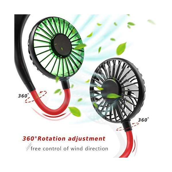 GOAMZ Lazy Neck Fan USB Portable Mini Wearable Neckband Fan with Led Light Dual Neck Flexible for Face,Aromatherapy for…