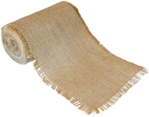 10yd Modern Rustic Burlap Roll [FRINGED EDGES] - 6" x 10 yd - For Wreaths, Chair Sashes, and Rustic Fabric Crafts (Natural Color Burlaps)