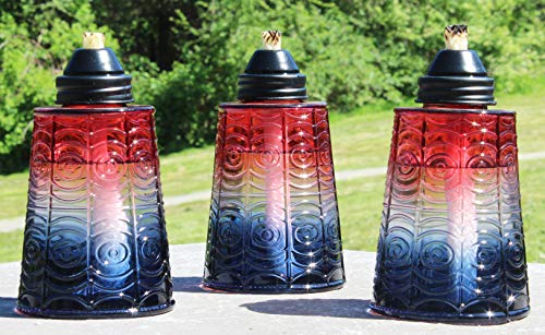 Seraphic 16oz Glass Tabletop Torches, Set of 3 (Red/White/Blue)