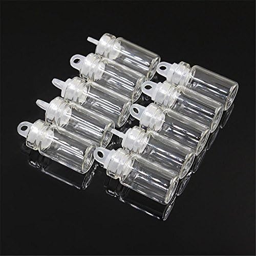12-1ML Tiny Small Clear Glass. Bottle Sample Vials with Plastic Lid 11x22m