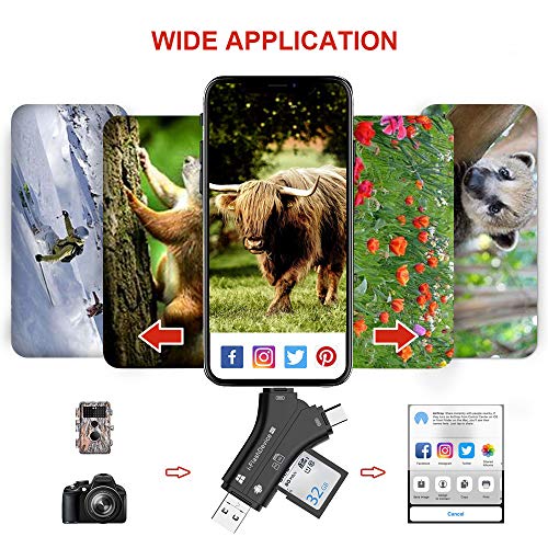 Game & Trail Camera Viewer SD & Micro SD Memory Card Reader for iPhone iPad Mac Laptop and Android Smartphone View Photos and Videos from Wildlife & Deer Hunting Cameras, Action Cameras or IP Cameras