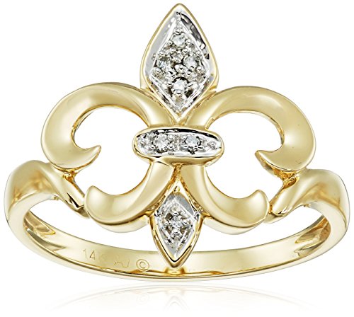 14k Yellow Gold Fleur-de-Lis Diamond Ring (.03 ct, I-J Color, I2-I3 Clarity), Size 7