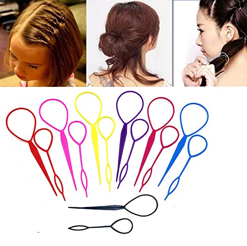 10PCS Plastic Magic Pull Hair Pin Tail Hair Braid Ponytail Maker Styling Tool (5 Large + 5 small)