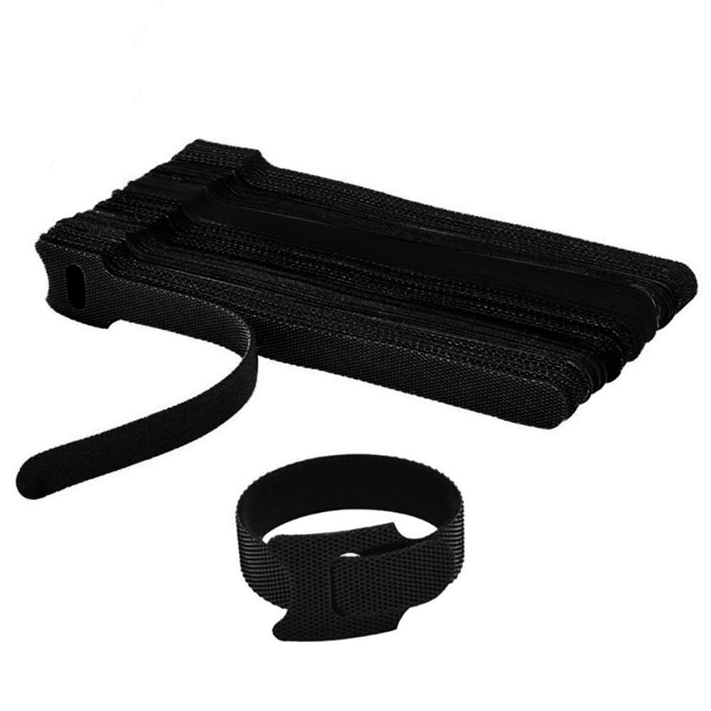 50 Pack Hook Loop Straps, Adjustable Wire Organizing Cords Fastening Ties for Data Cables, PC Cable and TV Cable - 12 x 150mm